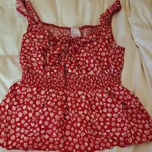 No Boundaries Red Floral Top